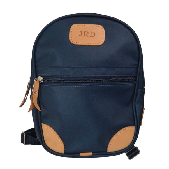 Jon Hart Designs Handbags - Jon Hart Designs Navy Backpack With Tan Leather Accents